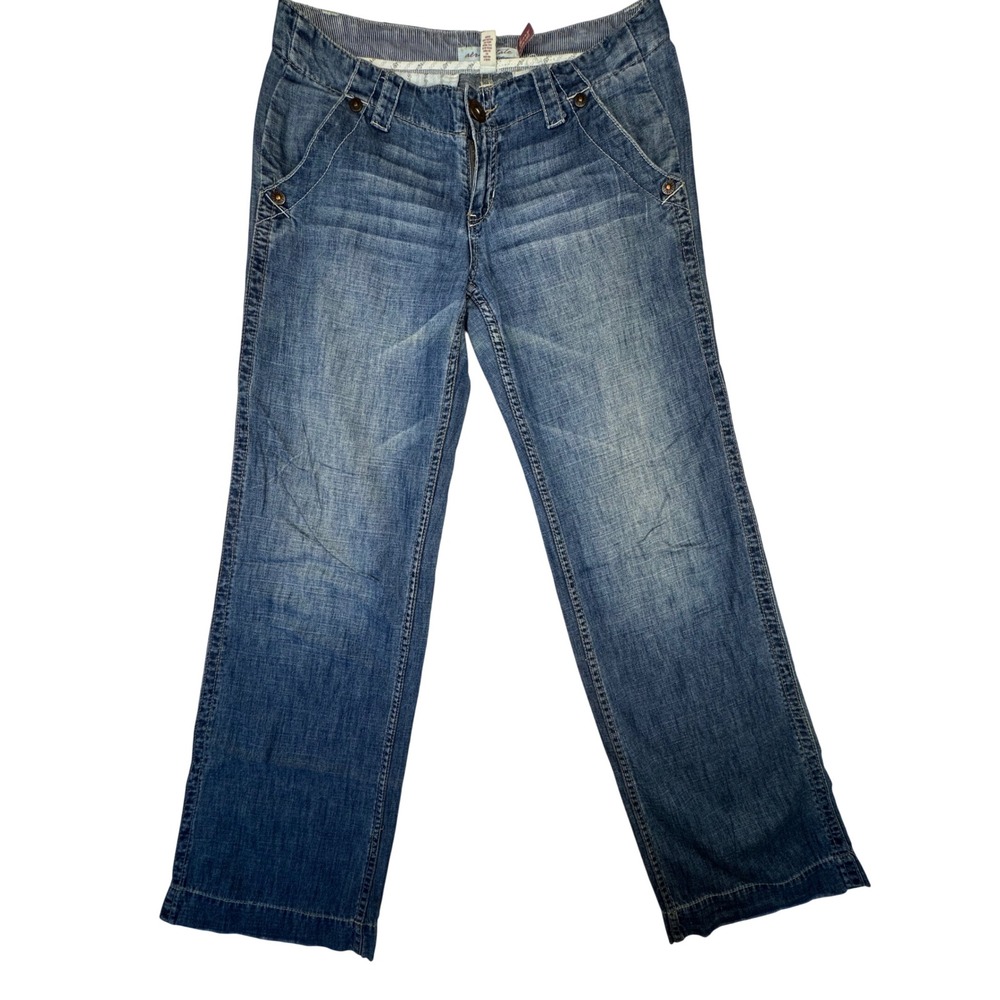 Aeropostale Avery Wide Leg Jeans Women 9/10 Long Blue Denim Low Rise